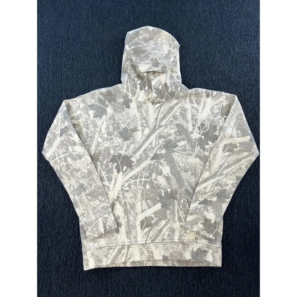 Abercrombie Kids A&F Essentials Grey Leaf Camo Relaxed Fit Hoodie 13/14